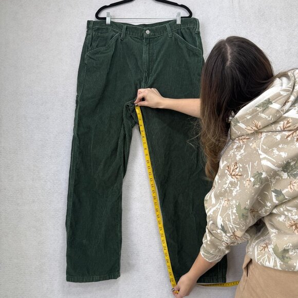 Levi's Corduroy Carpenter Pants Mens 38x32 Green Workwear Utility 55849-0055 - Picture 5 of 13